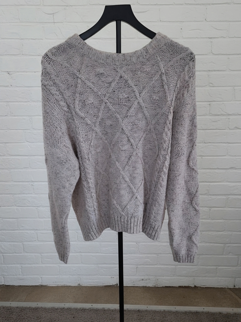 Time and Tru Pink Cable Knit Sweater Womens XL 16-18 Marled Pullover Cozy
